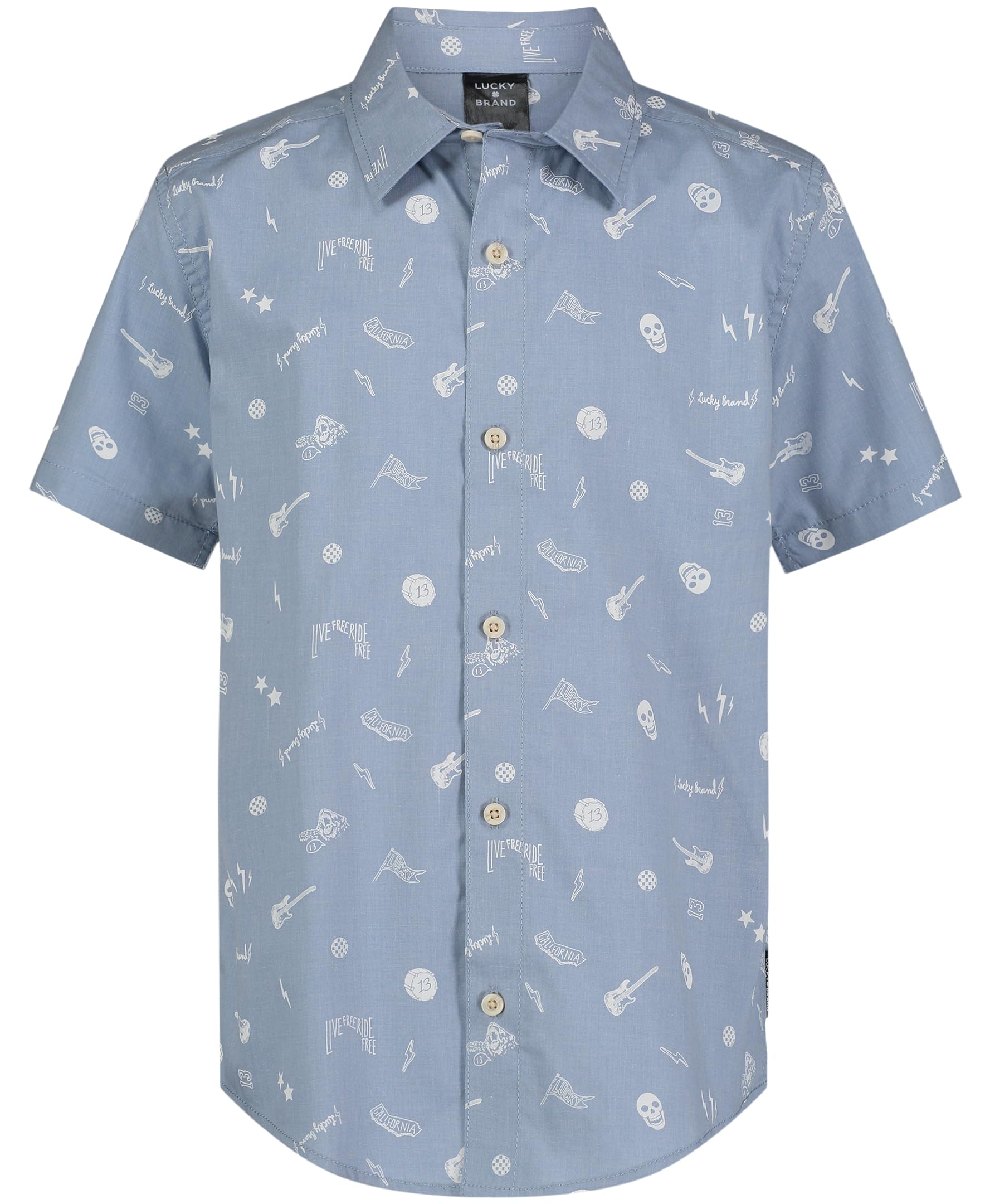Lucky Brand Boys' Short Sleeve Woven Button-Down Shirt