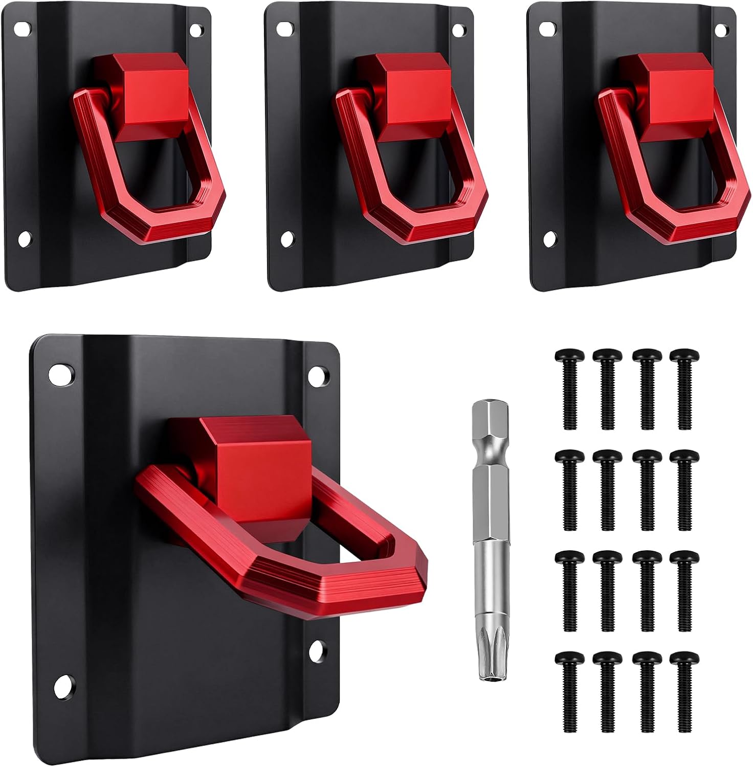Tie Down Anchors Fit for Ford F150 & Raptor 2015-2026 & F250 F350 F450 F550 2017-2026, Truck Bed Tie Downs Car Accessories 4-Pack Replace# FL3Z-99000A64-B & FL3Z-9928408-AB Red