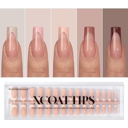 btartboxnails Long Square Nails with French Protection Duo Set