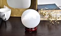 Vista 158 de AMOYSTONE Bola de aventurina azul Natural Cuarzo Cuarzo Cristal Esfera Piedra Bola con Base de Madera