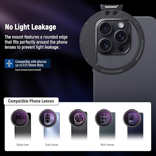 Miniatura 4 de NEEWER Clip On - Kit de filtro magnético ND2-32 de 2.638 in para lente de teléfono, clip mejorado con anillo adaptador magnético, zapata fría,