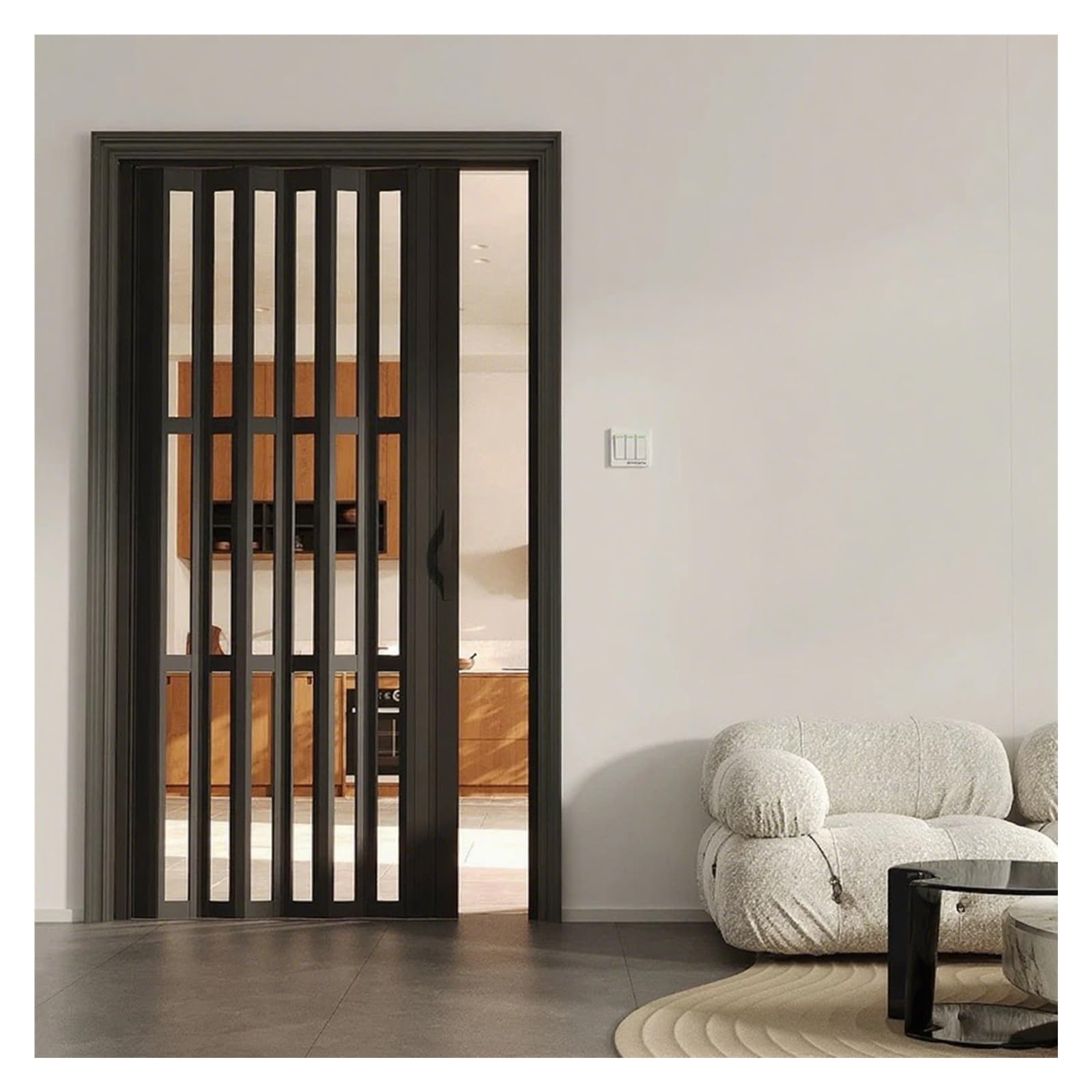 Cloisons de séparation pliantes en PVC avec panneau acrylique pour dressing