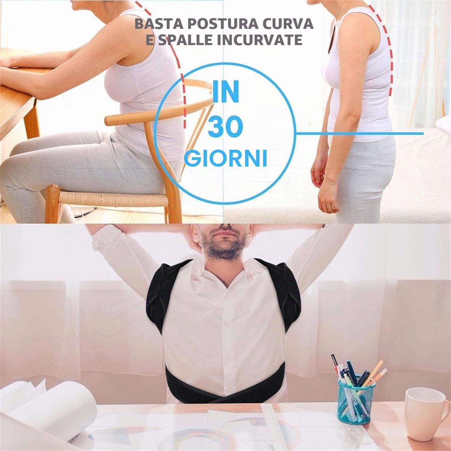 Correttore di cifosi, correttore di Postura della Schiena Regolabile per Uomini e Donne, alleviare la cifosi e Trattamento della Colonna vertebrale gobba o lordosi,L