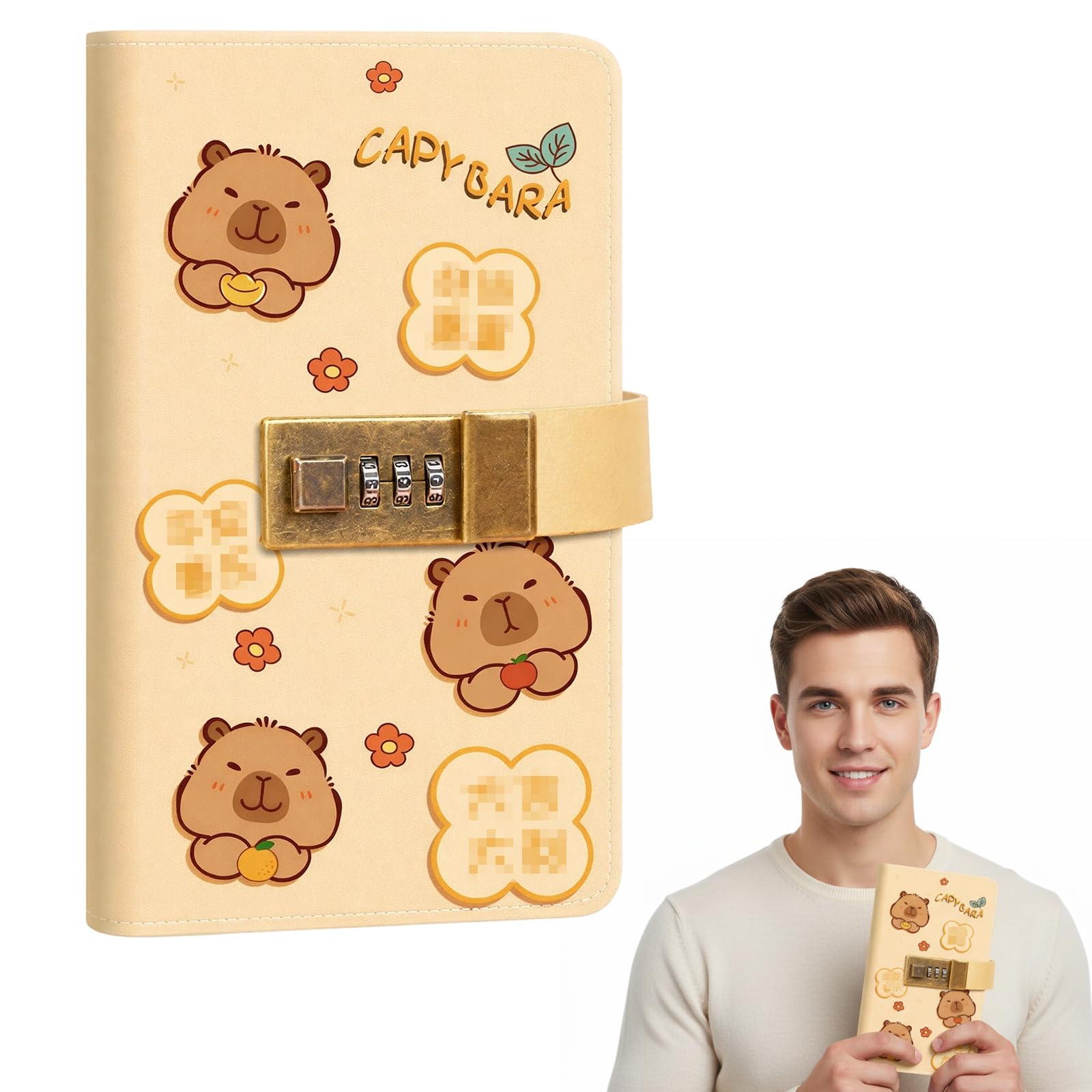 100 Envelopes Saving Challenge Binder, Cute Money Organizer with Combination Lock, Money Budget Binder, Book Wallet with Secure Storage for Financial Planning, 1 Piece Capybara Design Note Organiser