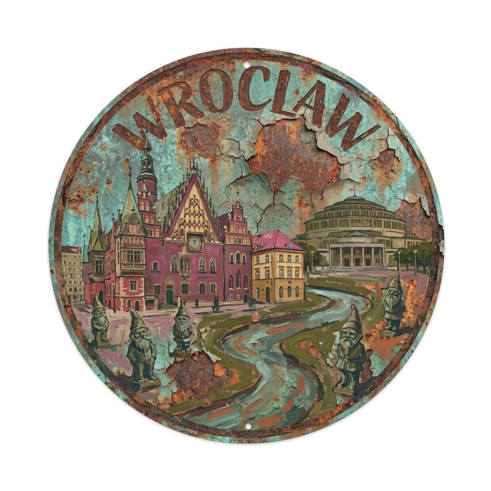 Poland Vintage Travel Wroclaw Metal Tin Sign