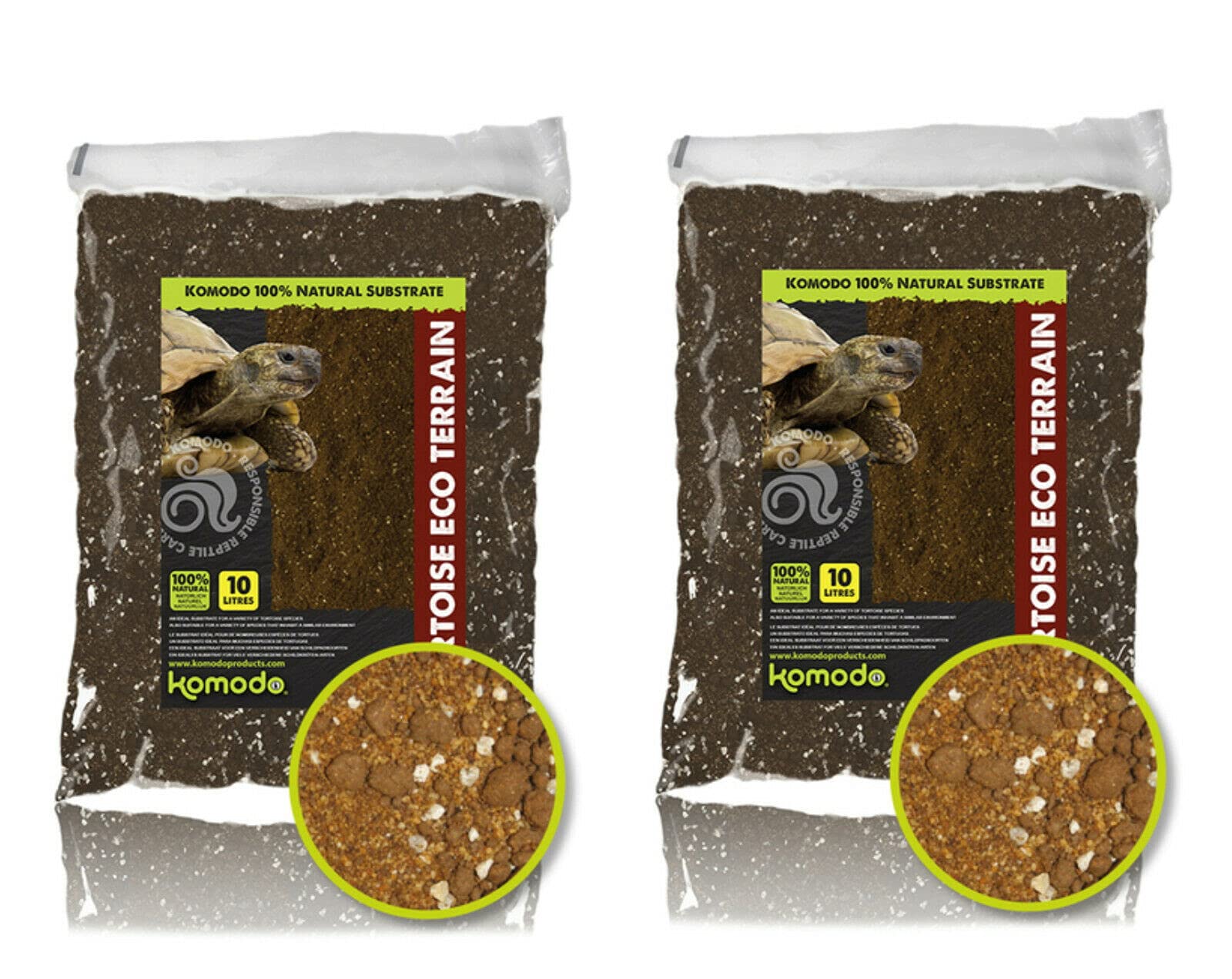 KOMODO TORTOISE REPTILE ECO TERRAIN NATURAL BEDDING SUBSTRATE SOIL 2 X 10LTR
