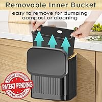Vista 4 de GloDeals Basurero de cocina para encimera o debajo del fregadero, cubo de compost pequeño de acero inoxidable de 1.05 galones, contenedor
