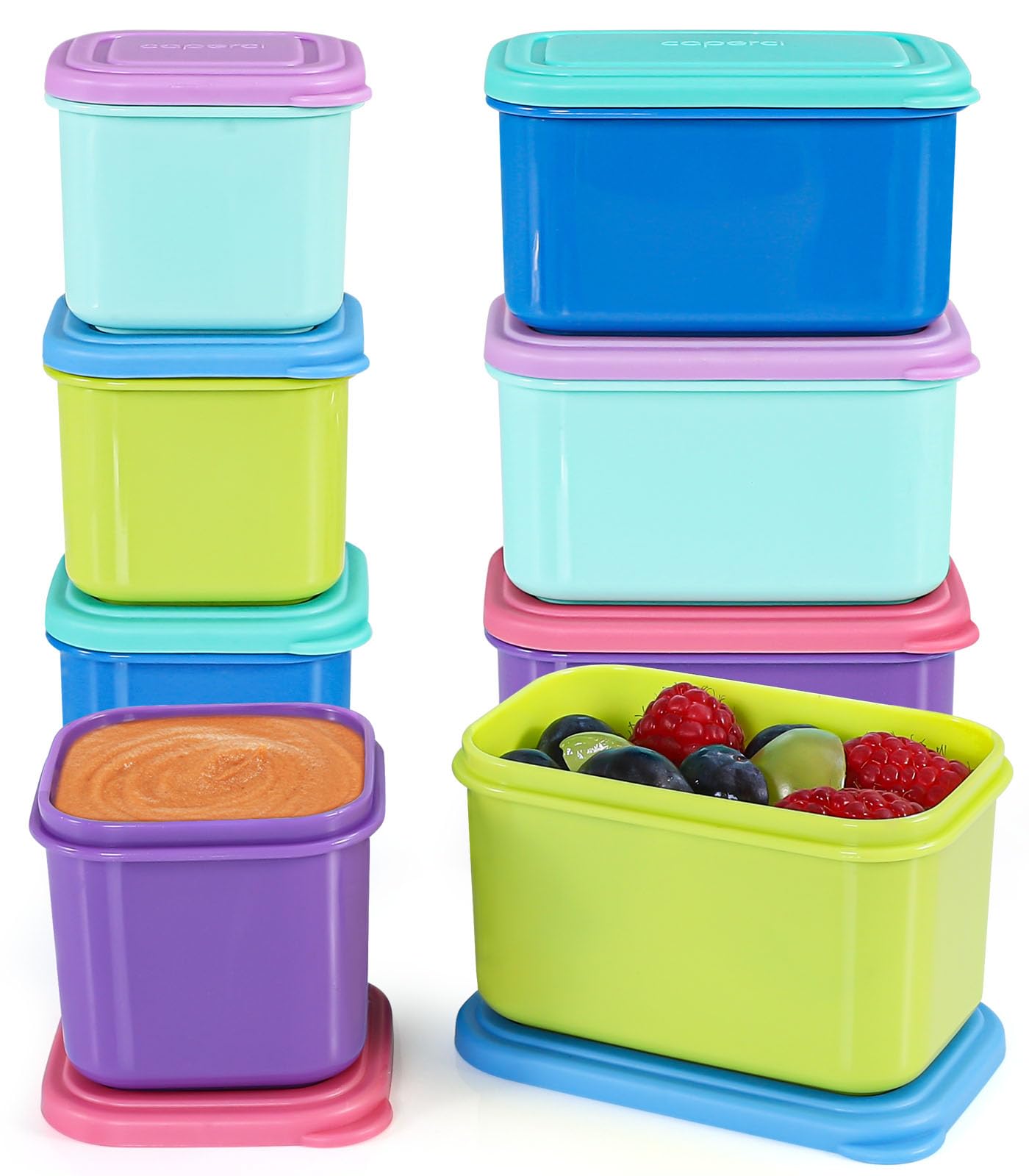Caperci Small Food Containers with Lids Set of 8, 4pcs 3oz & 4pcs 5oz Leakproof Stackable Storage Containers for Snacks/Condiment/Sauce, BPA-Free Salad Dressing Container to Go