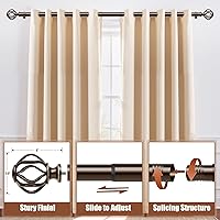 Vista 7 de Bronze Curtain Rods for Windows 28-48Inch(2.3-4ft), Heavy Duty 1 Inch Adjustable Curtain Rod, Decorative Window Rods for Small Windows, Bedroom