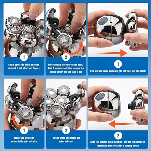 Miniatura 4 de Wjiang - Afeitadoras de cabeza para hombres calvos, afeitadora eléctrica 6 en 1 para hombre, afeitadora eléctrica en seco húmedo y seco,