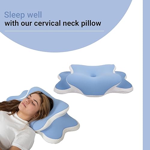 Miniatura 5 de Tesoro - Almohada cervical cervical, almohada ergonómica para aliviar el dolor de cuello, almohada ortopédica de contorno de espuma viscoelástica