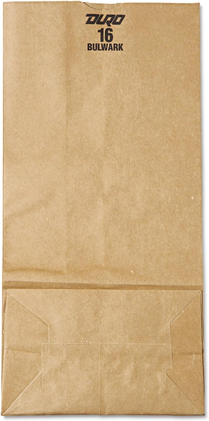 General GX16#16 Paper Grocery Bag, 57lb Kraft, Extra-Heavy-Duty 7 3/4 x4 13/16 x16, 500 bags