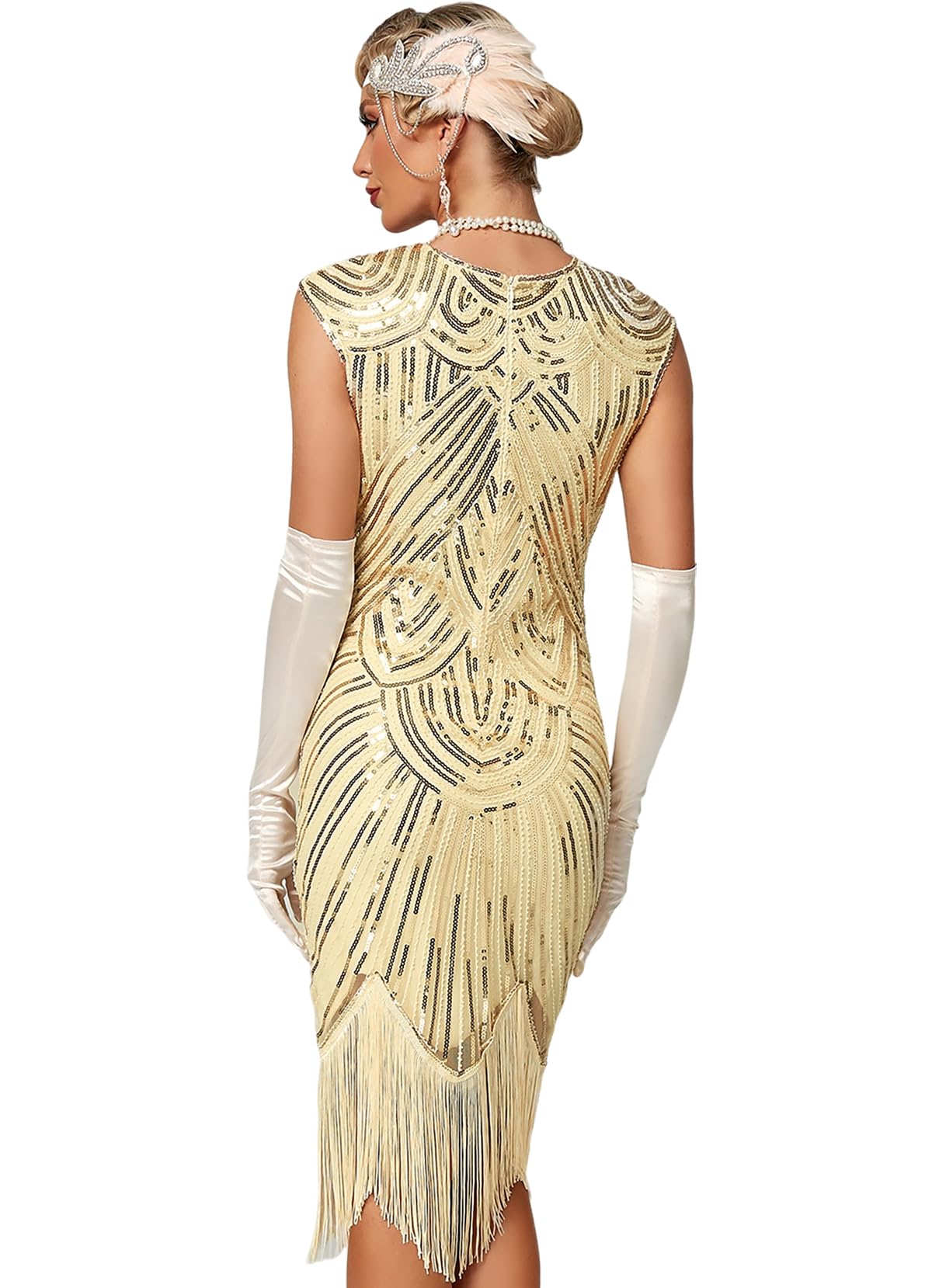 Viloree Femmes Robe de 1920s Pailleté Embelli Frange Flapper Robe Jazz Charleston Great Gatsby Dress