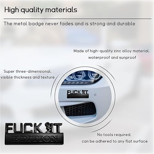 Miniatura 4 de Fuck It Edition Emblema para automóvil, calcomanías de decoración de parachoques de auto, calcomanía para guardabarros laterales 3D para el