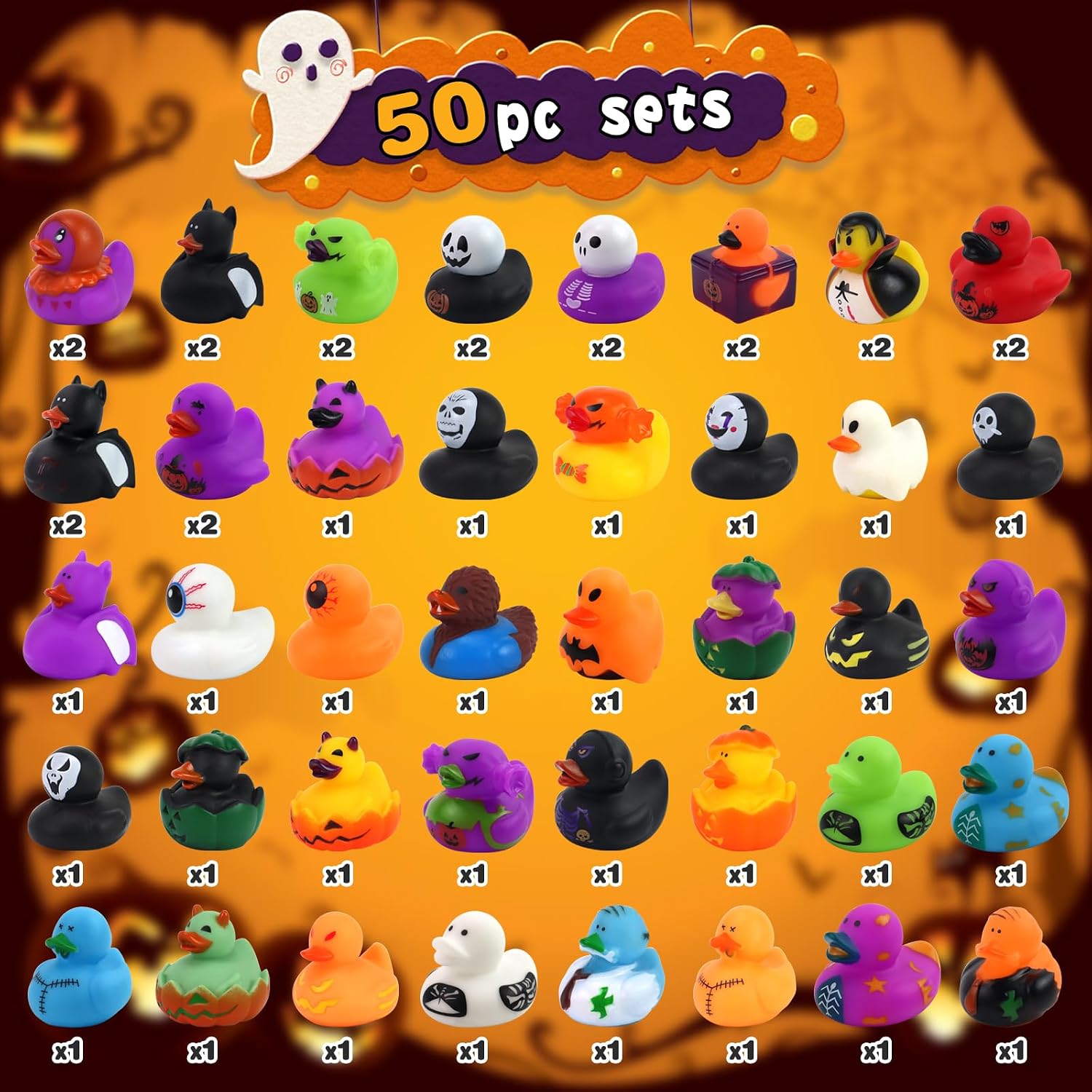 Halloween Ducks for Jeeps - 50Pcs Bulk Halloween Rubber Ducks Set
