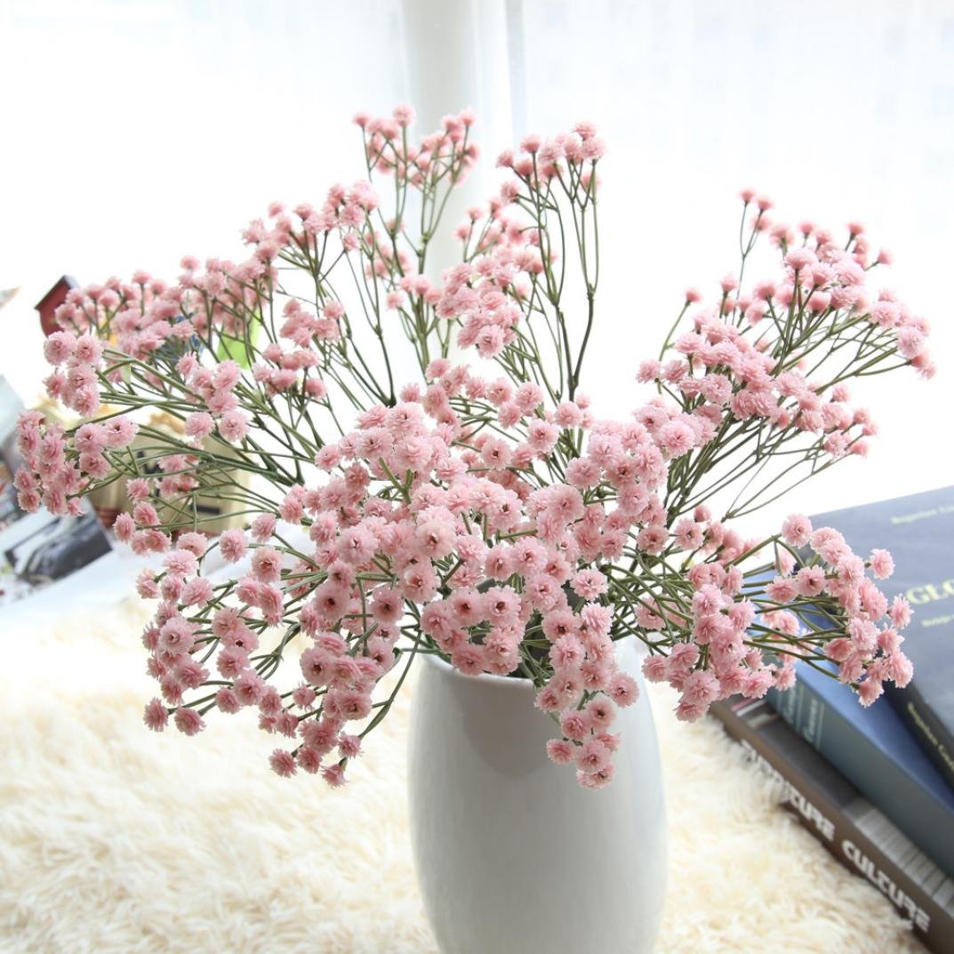 Artificial Flowers,1 Bouquet Artificial Fake Gypsophila Baby's Breath Floral Wedding Flowers Arrangement for Home Decor Garden Plant Party Centerpieces Decoration (1pc, Pink)