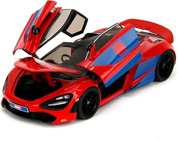 Jada Marvel Spider-Man 1:24 McLaren 720S Die-Cast Car & 2.75 Miles Morales Figure, Toys for Kids and Adults