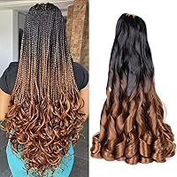 Vista 30 de Extensiones de cabello rizado francés, #4 marrón sintético para trenzar, 2.47 onzas/paquete, extensiones de cabello de ganchillo de 24 pulgadas, 8