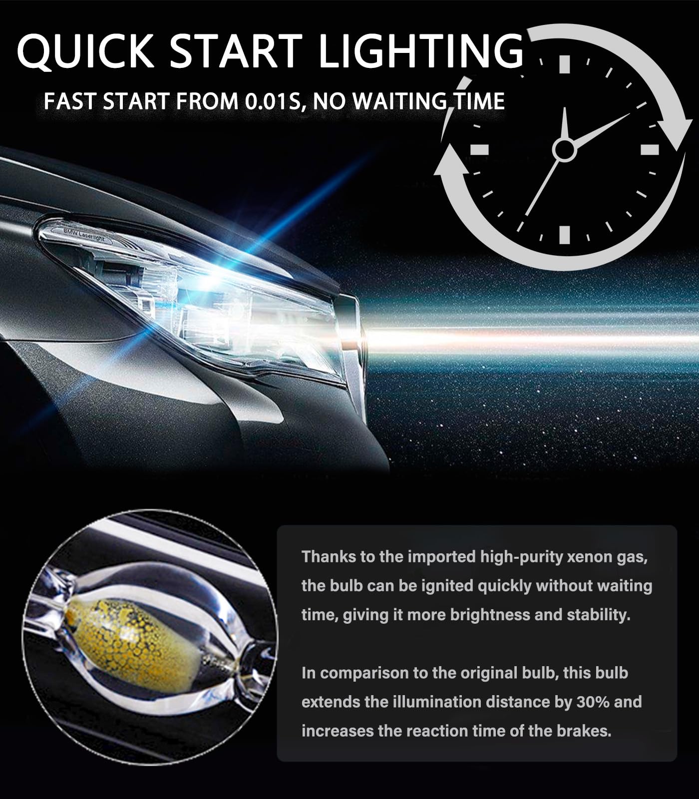 LTONXEN D5S Żarówki Xenon 6000K ​​​​, 12V 35W Biała Żarówka do Reflektorów Samochodowych Zestaw Wymienny Lampy Wyładowczej HID (2 kawałki)