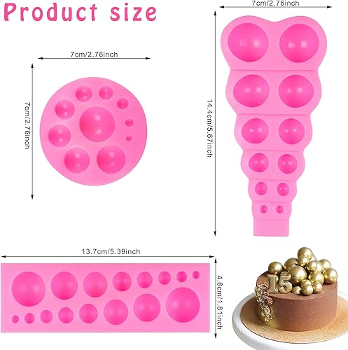 Miniatura 2 de Molde de bola de fondant de perlas 3D de bricolaje semesfera de perlas de chocolate, moldes de silicona para decoración de tartas, moldes de paletas