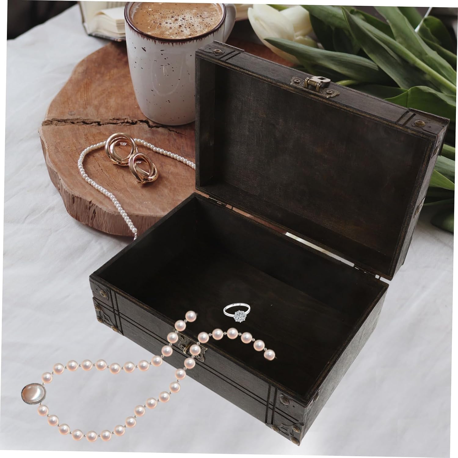 Halloween Season Wooden Storage Chest, Vintage Treasure Chest Box with Lock