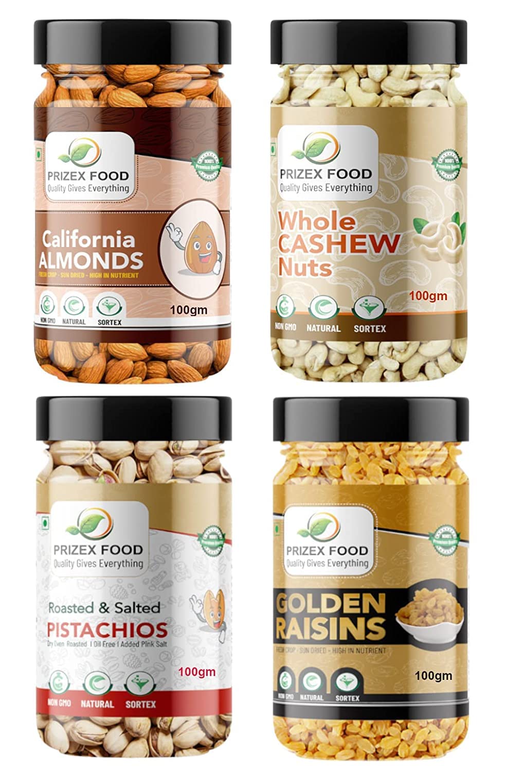 Prizex Fresh and Healthy Dry Fruits Combo Pack Of Almond, Cashew, Pistachios, Golden Raisins 400gm (Pack of 4 * 100g Each) (B08Q8H764H) Amazon Price History, Amazon Price Tracker