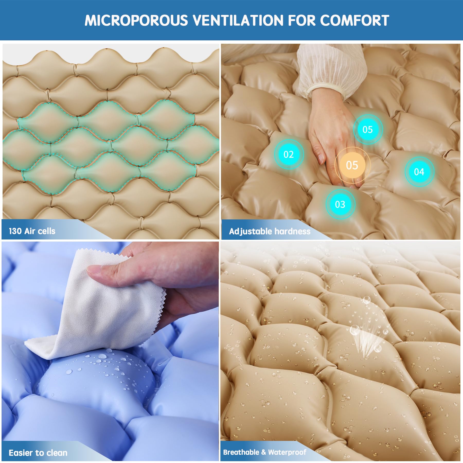 Matelas Anti Escarre Alternée - Prévention des escarres, Matelas à Pression d'air pour Lits d'hôpitaux et Lits d'habitation avec Pompe à Pression alternée, Bleu