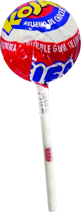 FIESTA Kojak Gigante Estuche con Caramelos con Palo Sabor Cereza Rellenos de Chicle - Contiene 23 unidades