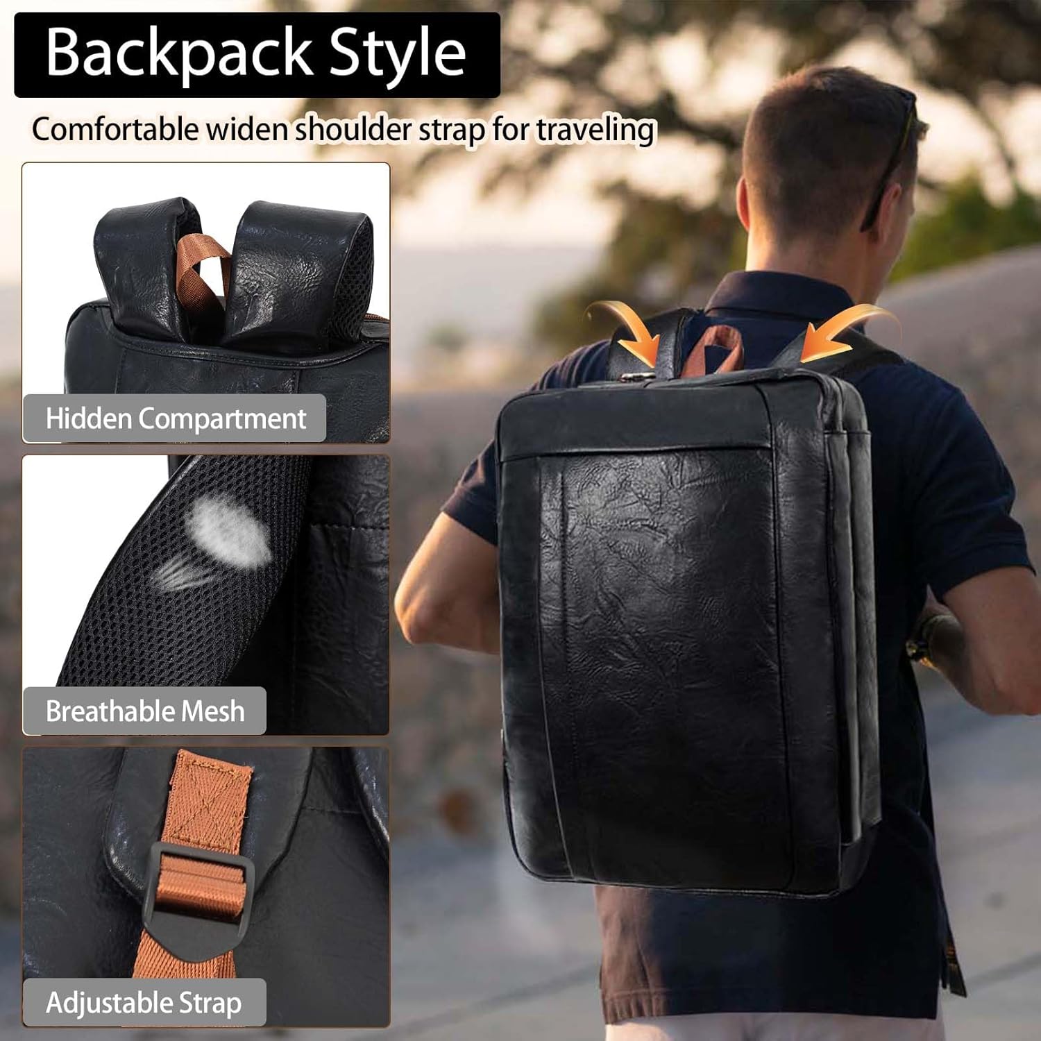 Stuery Faux Leather Messenger Bag for Men 17-17.3 Inch: Laptop Bag Briefcase Computer Handbags Shoulder Crossbody Bag with Padded Laptop Sleeve for Work College Travel, Black Brown