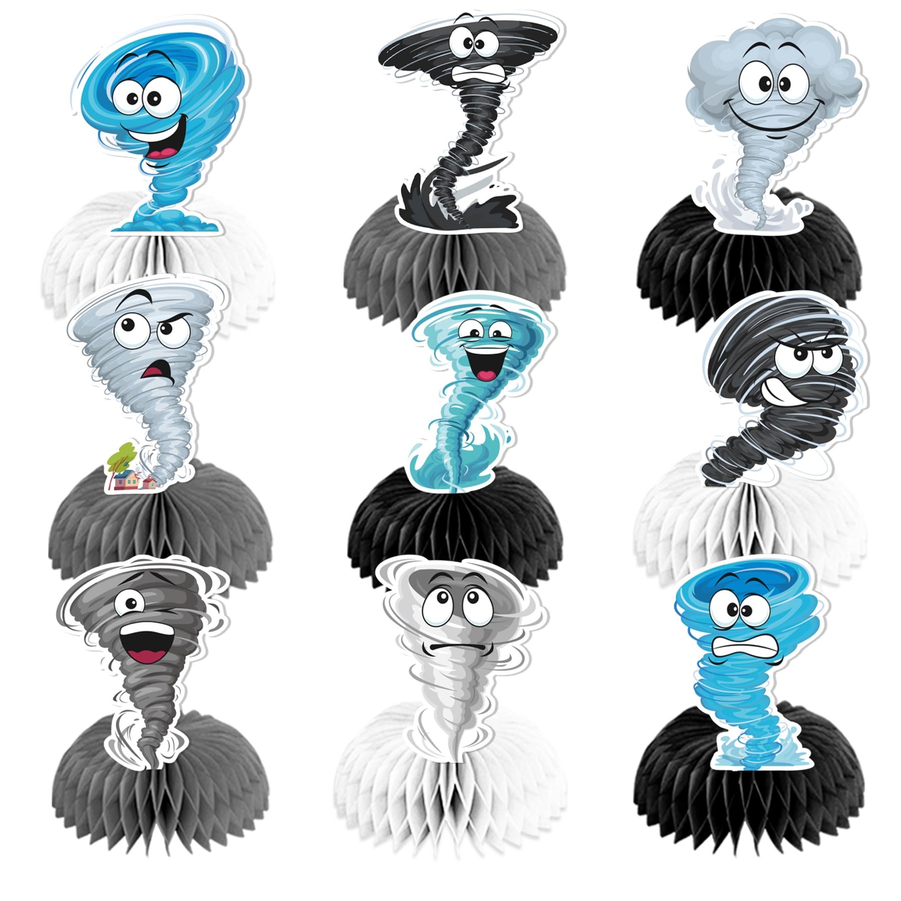 Tornado Honeycomb Centerpieces Tornado Birthday Table Centerpieces for Party, 9 Pcs Tornado Birthday Table Decorations for Tornado Party Decorations