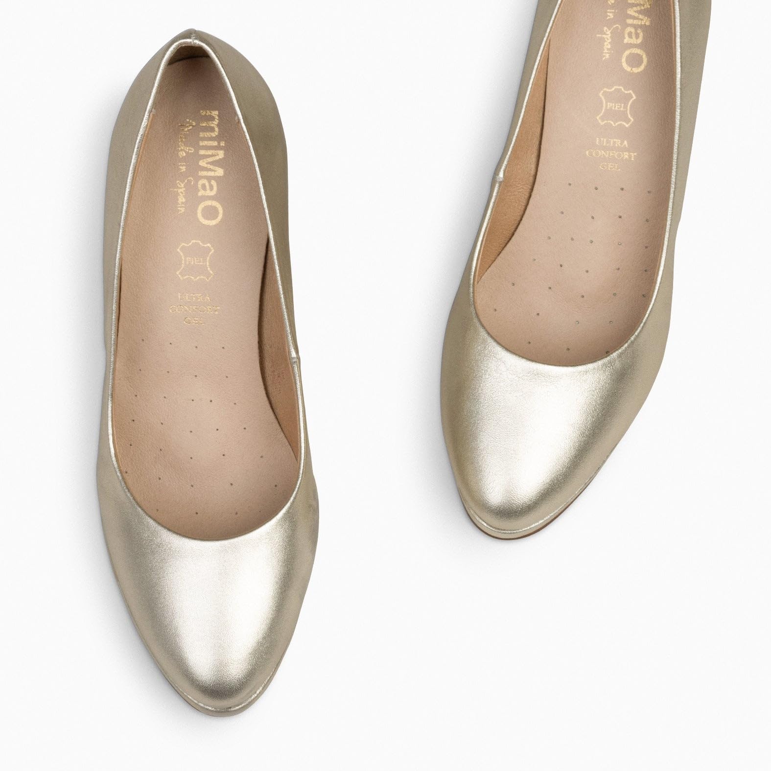 miMaO. Zapatos cómodos de tacón Alto y Plataforma Piel Mujer. Plantilla de Gel. Hecho en España