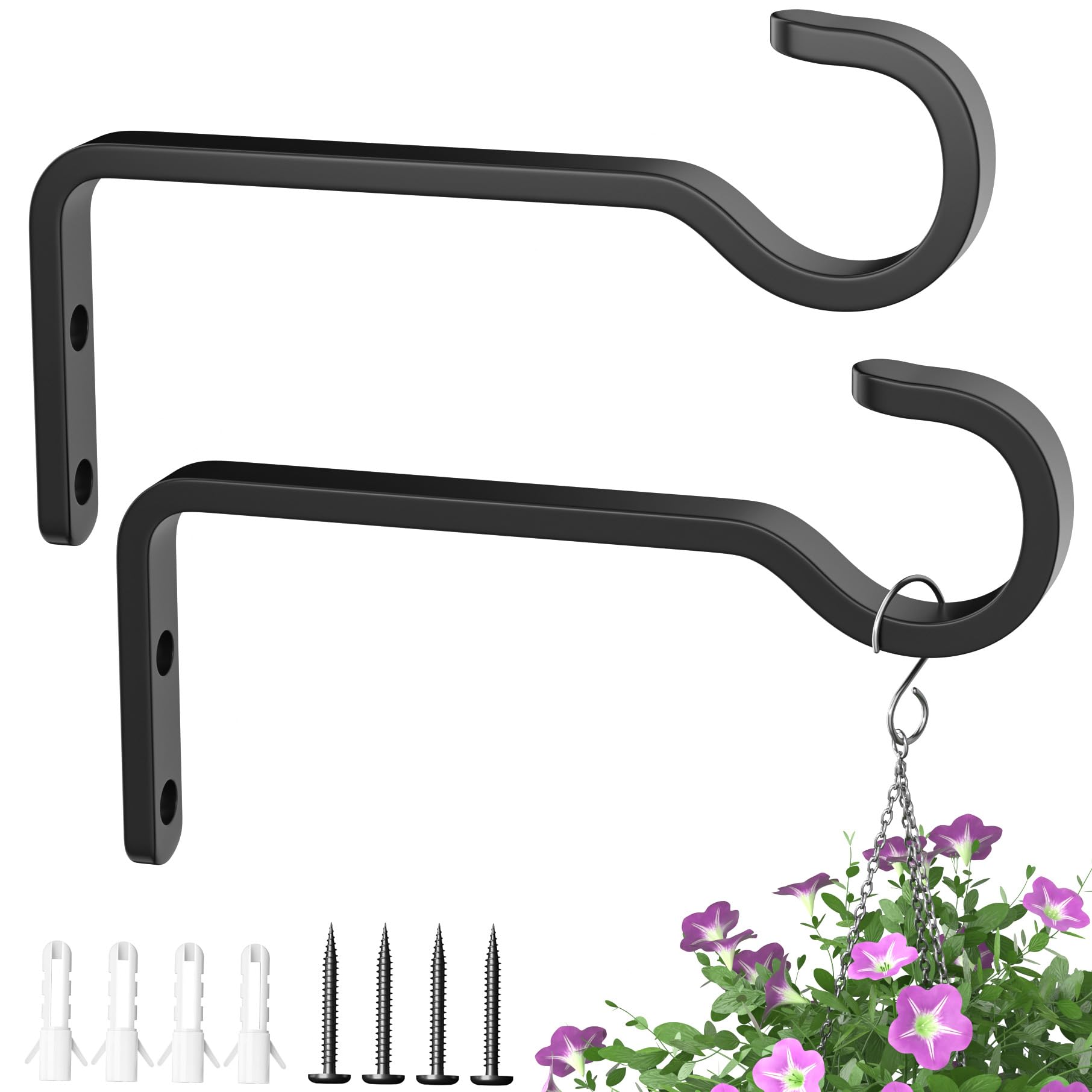 2 Staffe Per Cesti Appesi Nuptio - Ganci Da Recinzione In Metallo Per Piante, Lanterne - Portata 5kg - Foto 1