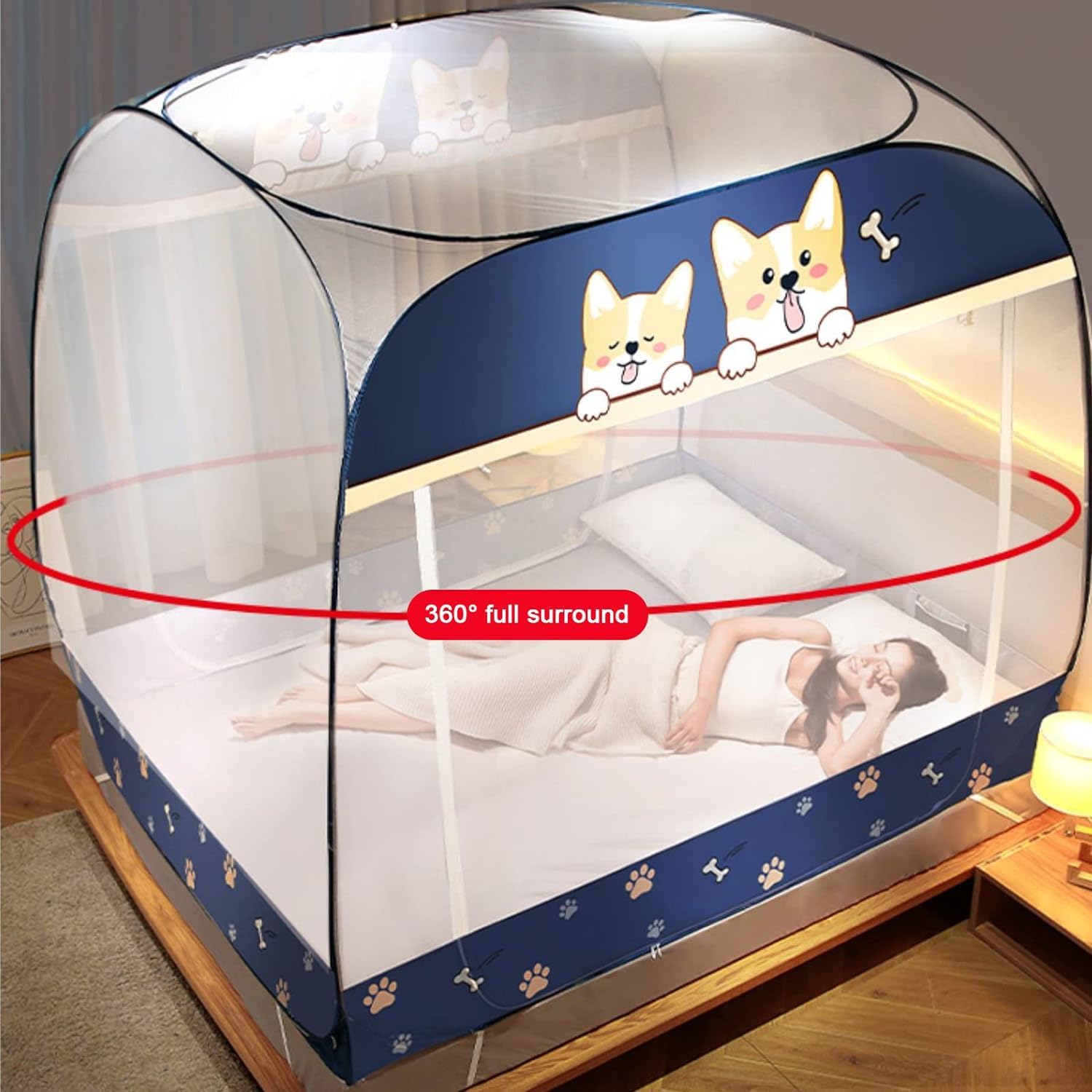 Zanzariera pieghevole, design a tre porte, anti-punture di zanzara, per letto, campeggio, viaggi, uso domestico