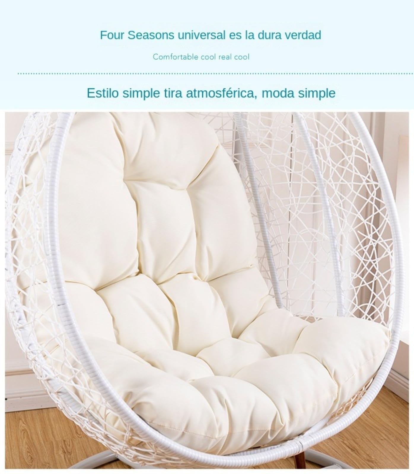 (120 x 80 cm)Cojín para silla con forma de huevo, cojín para sillón colgante, cojín para silla de ratán, cojín integrado,apto para jardines exteriores, columpios interiores, sofás，Uso doméstico