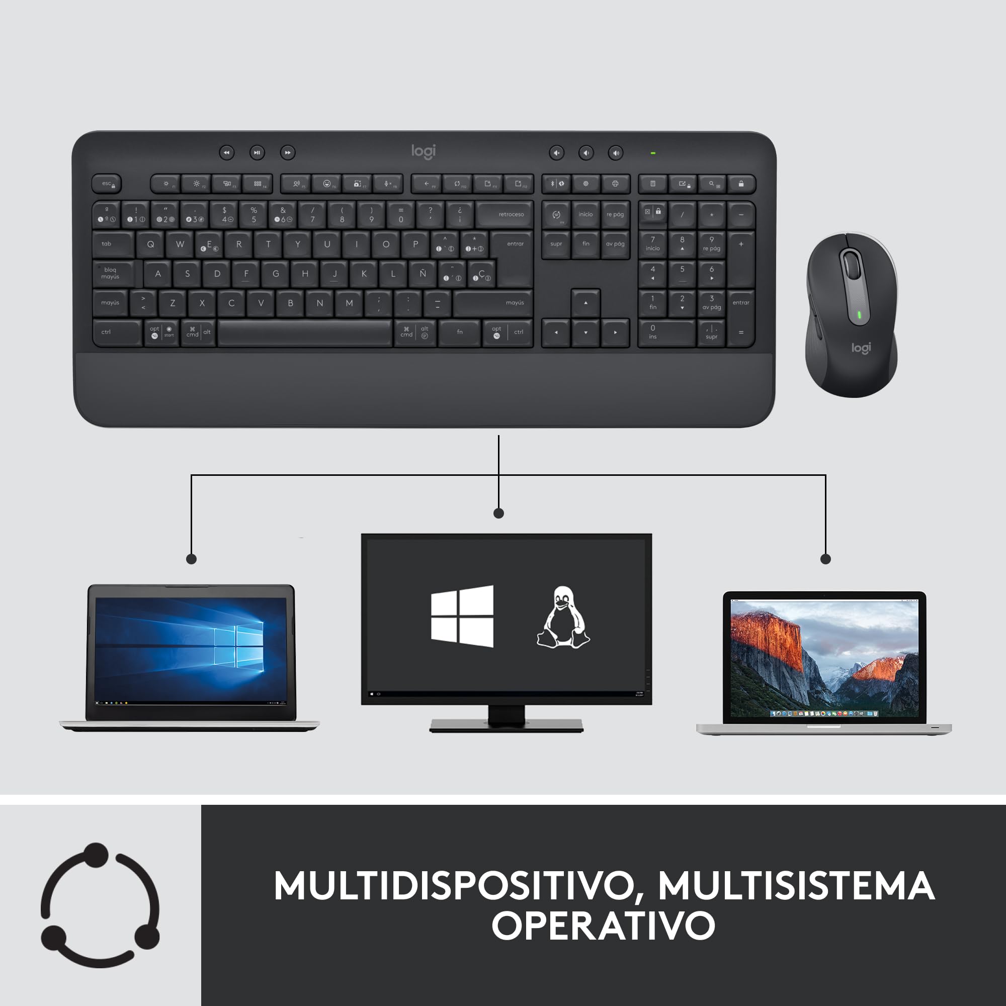 Logitech Signature MK650 Combo para Business, ratón y Teclado inalámbricos, Logi Bolt, Bluetooth, SmartWheel, con certificación Mundial, Windows/Mac/Chrome/Linux, QWERTY Español - Negro