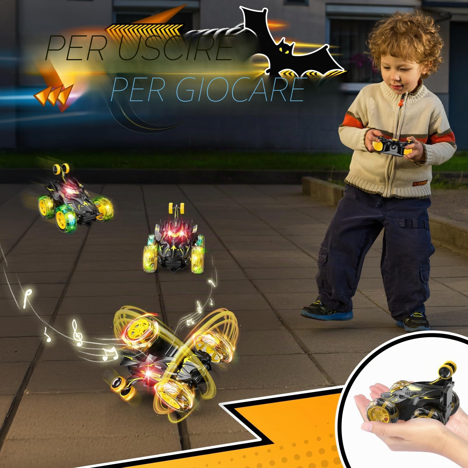 Braxel Auto telecomandata RC 2.4 Ghz 360° Flip LED lampeggiante Monstertruck - Giocattoli da 3 a 9 anni - Regalo di compleanno