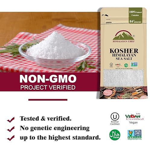 Miniatura 5 de Himalayan Chef Sal marina kosher, sal kosher de grano fino, repuesto para sal de mesa, sin yodar, sin refinar, sin OMG, totalmente natural, sin