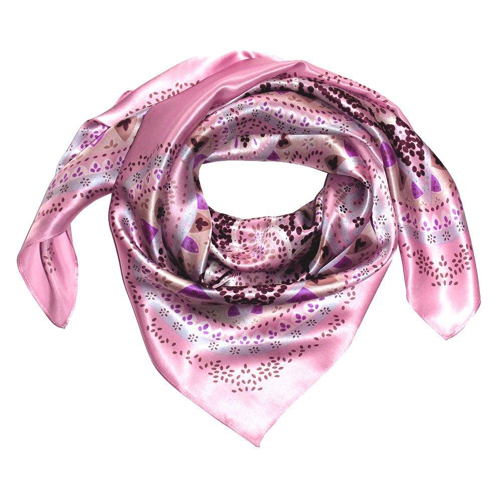 LORENZO CANA Foulard pour la femme – écharpe de 100% soie pour le printemps et l´été, carré avec les mesures de 90 x 90 cm – une sensation de luxe en rose violet bordeaux