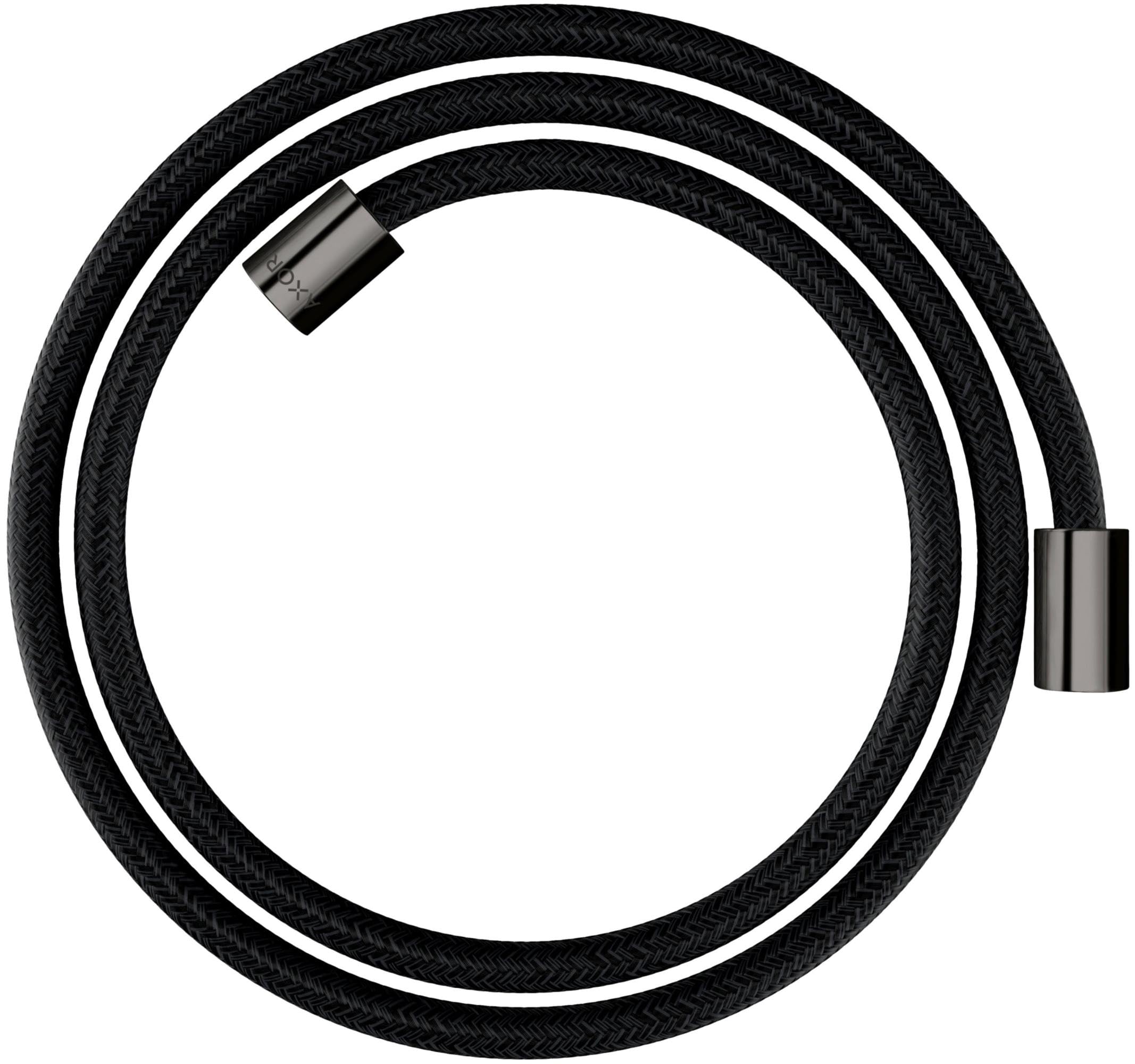 hansgrohe AXOR ShowerSolutions flexo de ducha textil, 1600mm, tuerca cilíndrica en ambos lados, 28261, Color: Cromo negro pulido