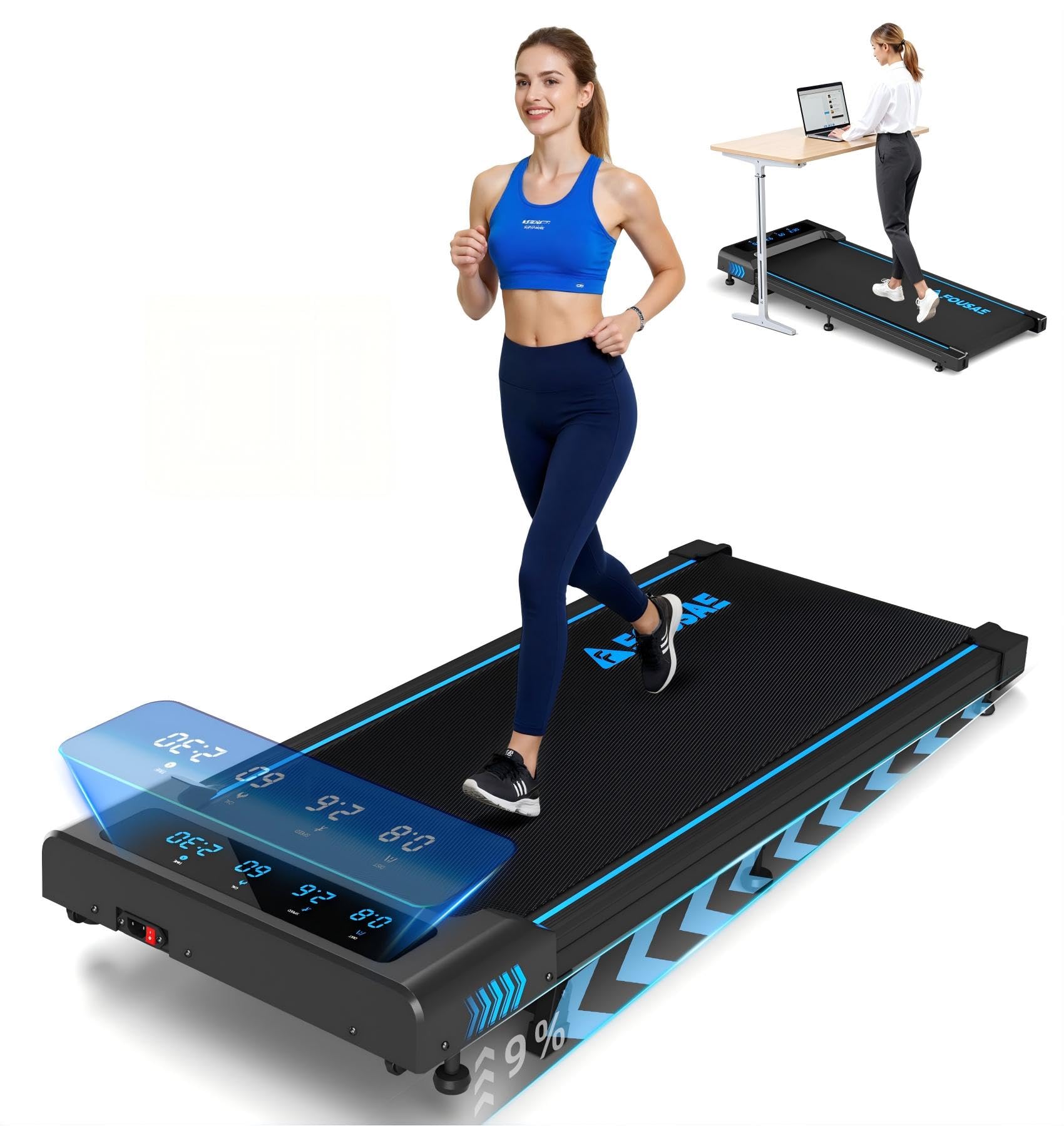FOUSAE Walking Pad Treadmill with 9% Incline, 4-in-1 6.2MPH Treadmill for Home with Full Screen LED Display, 2.5HP Brushless Motor, 330 LB Weight Capacity, 12 HIIT Programs, Magnetic Remote Control