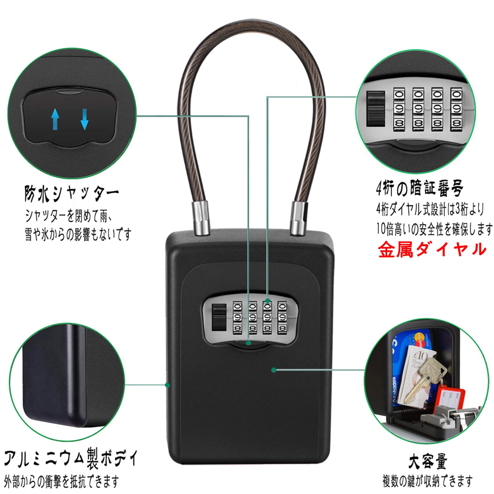 Amazon.co.jp: キーボックス 鍵 ボックス ダイヤル式 キー収納 防犯 