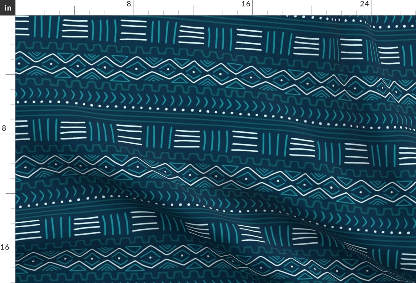 Spoonflower Fabric - Mudcloth Teal African Blue Mud Cloth Boho Line Pattern Geometric Printed on Upholstery Velvet Fabric Fat Quarter - Upholstery Home Decor Bottomweight Apparel
