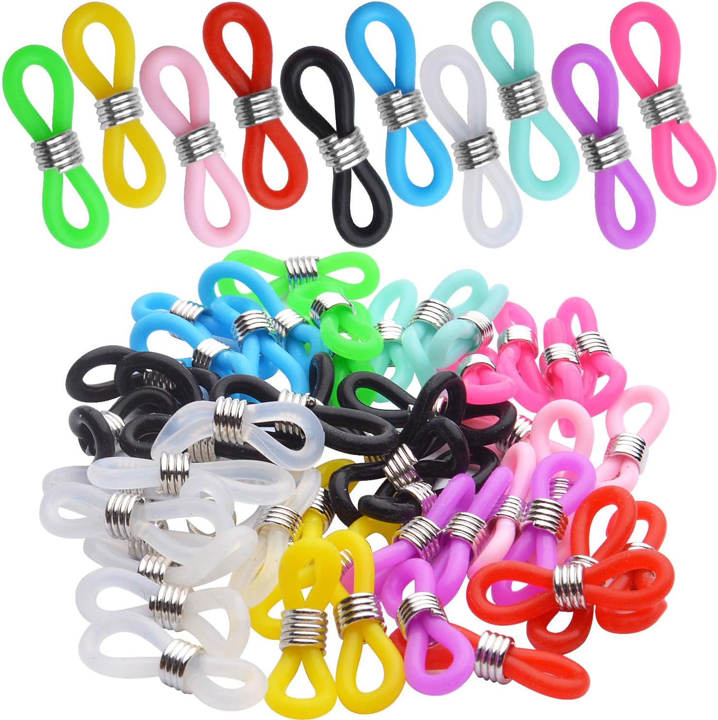 50pcs Adjustable Anti-Slip Eyeglass Chain Ends Retainer Rubber Glasses