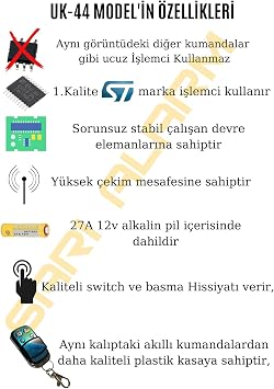 wikom uk-44 Akıllı Öğrenebilen Garaj Kepenk Otopark Bariyer Kumandası 434 Mhz (1. Kalite)