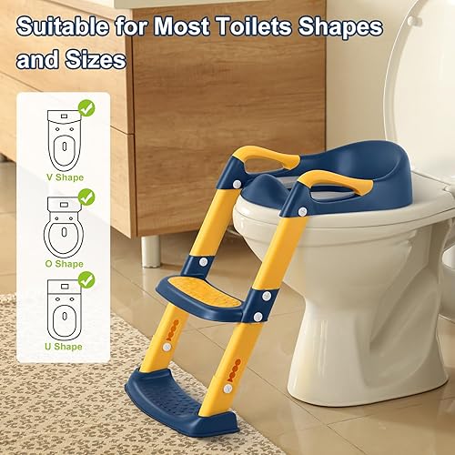 Miniatura 3 de Toddler Toilet Seat with Step Stool Foldable Potty Training Toilet Seat for Kids Boys Girls with Detachable Padded Cushion Potty Training Seat with