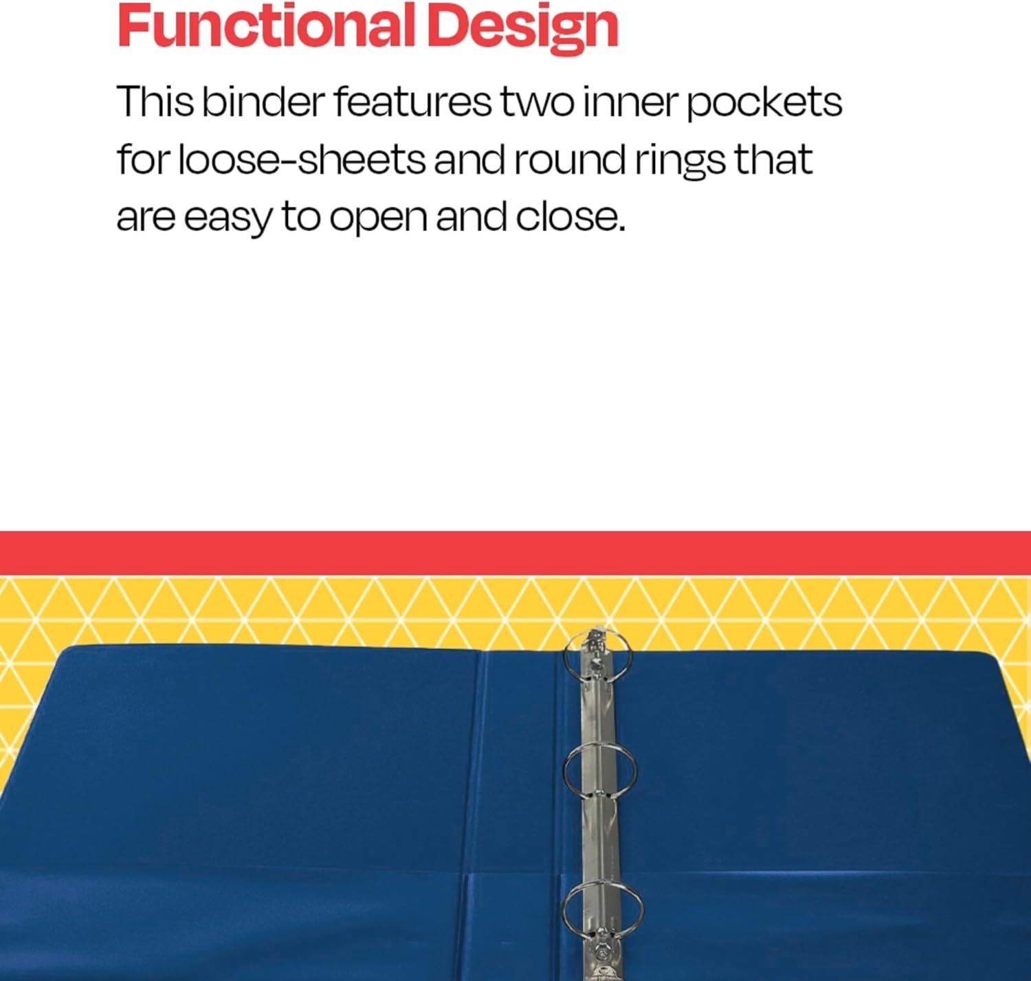 School Smart Polypropylene Round Ring View Binder, 1-1/2 Inches, Blue