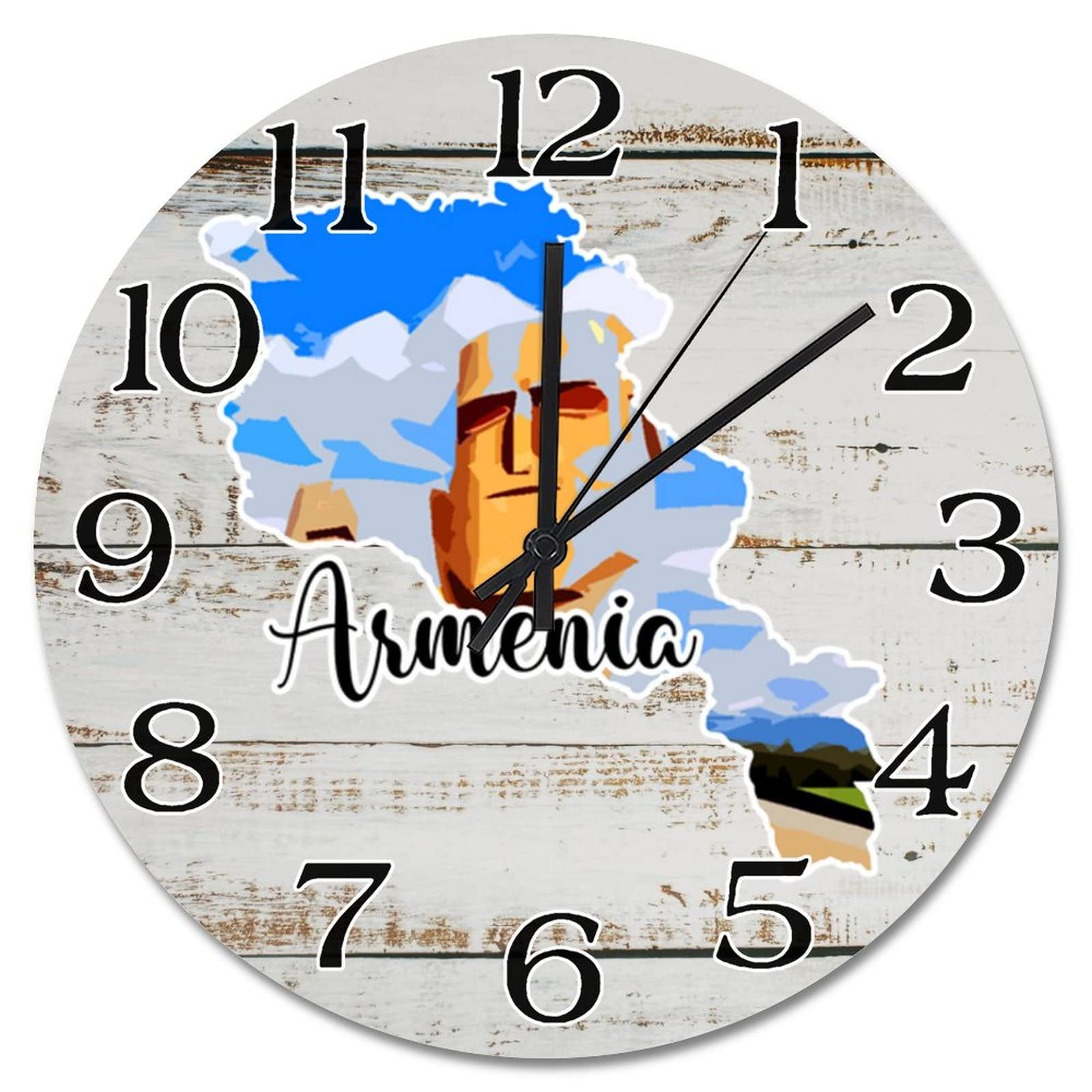 Horloge murale en bois 38 cm silencieuse à pile pour salon