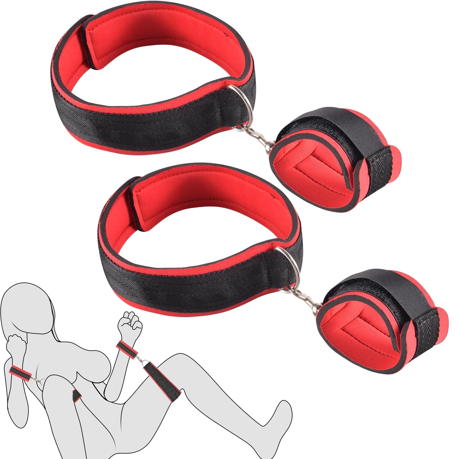 cavigliere in nylon Love Accessorio strumento di controllo per mani e piedi (nero e rosso)…