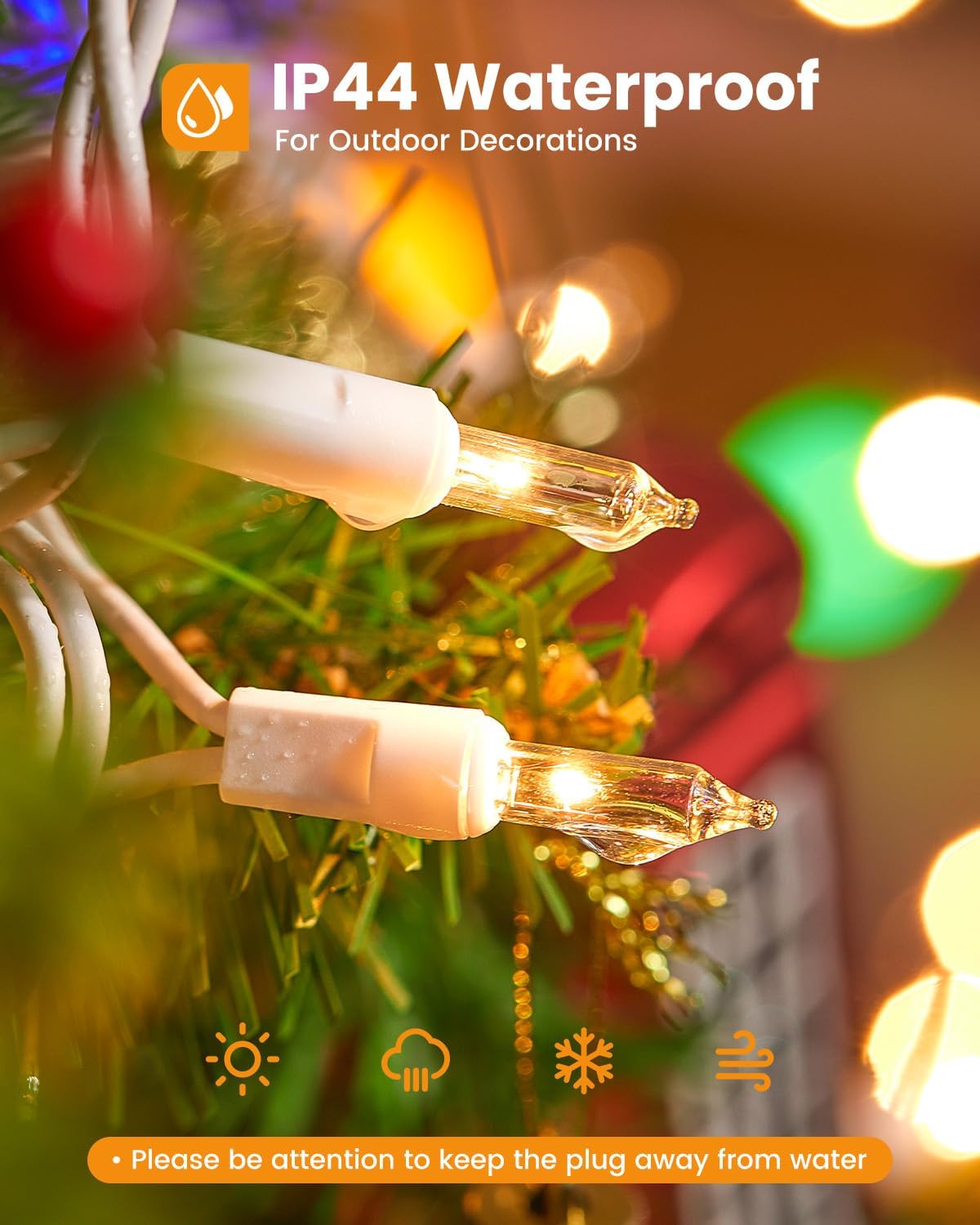 Clear Christmas Lights Set 20 Feet Incandescent Bulb Mini String