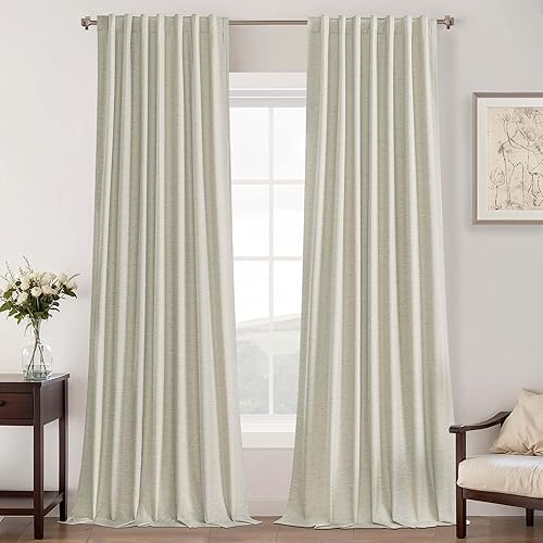 Miniatura 52 de UHITECH - Cortinas opacas de 84 pulgadas de largo, juego de 2 paneles de lino natural, 100% opacas, cortinas negras para dormitorio, sala de estar,